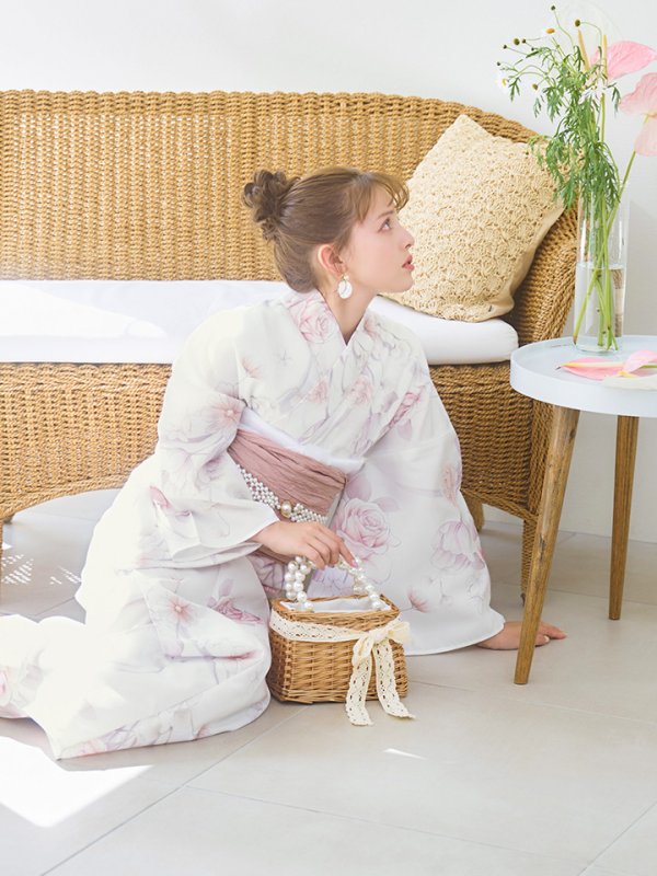 画像5: 【即日発送】アイシーピンクフラワー浴衣  【浴衣３点セット 浴衣/帯/下駄】[YMT]