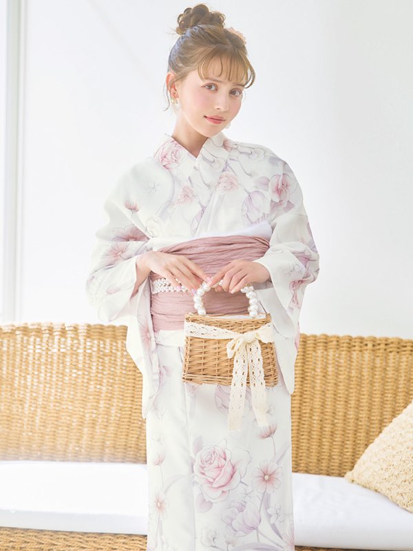 画像6: 【即日発送】アイシーピンクフラワー浴衣  【浴衣３点セット 浴衣/帯/下駄】[YMT]