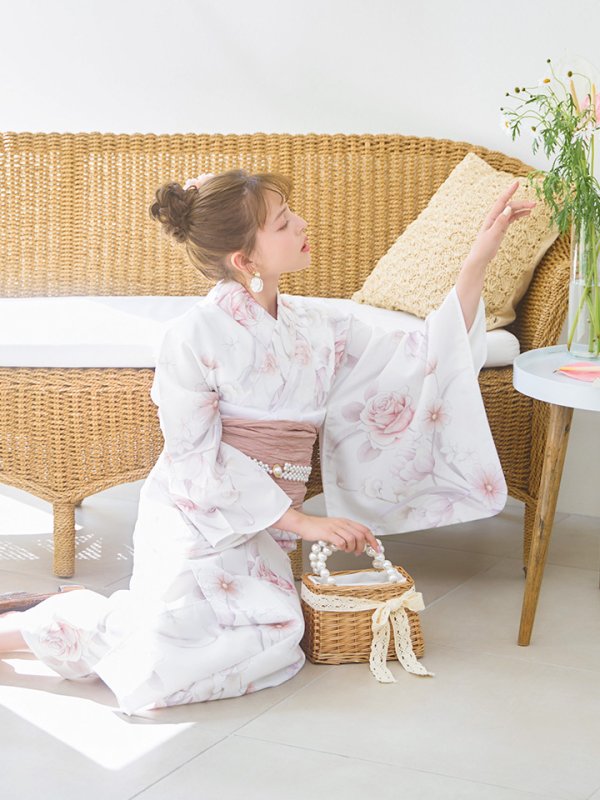 画像7: 【即日発送】アイシーピンクフラワー浴衣  【浴衣３点セット 浴衣/帯/下駄】[YMT]