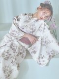 【即日発送】くすみカラー× 水彩フラワー浴衣 OBI-siwa-202-ok-17-BR / HIMO-900-yn-4-GYxGY / HEKO-800-sb-5-W / YCA73kn-MauvePL / GETA-02-ok-4-MOC[YMT]