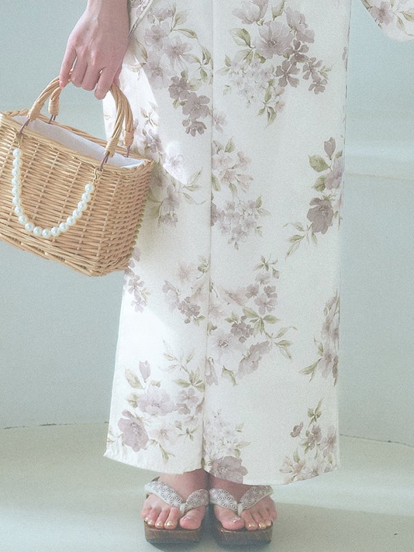 画像21: 【即日発送】くすみカラー× 水彩フラワー浴衣  【浴衣３点セット 浴衣/帯/下駄】[YMT]