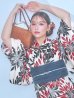 画像2: 【即日発送】ネイビー＆レッドフラワーモダン浴衣  【浴衣３点セット 浴衣/帯/下駄】siwa-724ok / HIMO-900-yn-1-B / HEKO-800-sb-5-W / YA-1027-wk-R / GETA-02-ok-7-R[YMT] (2)