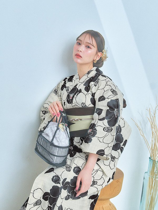 画像11: 【即日発送】【浴衣】モノトーン大正モダン浴衣  【浴衣３点セット 浴衣/帯/下駄】[YMT]