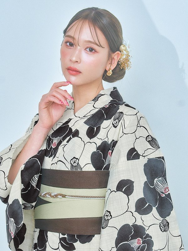 画像14: 【即日発送】【浴衣】モノトーン大正モダン浴衣  【浴衣３点セット 浴衣/帯/下駄】[YMT]