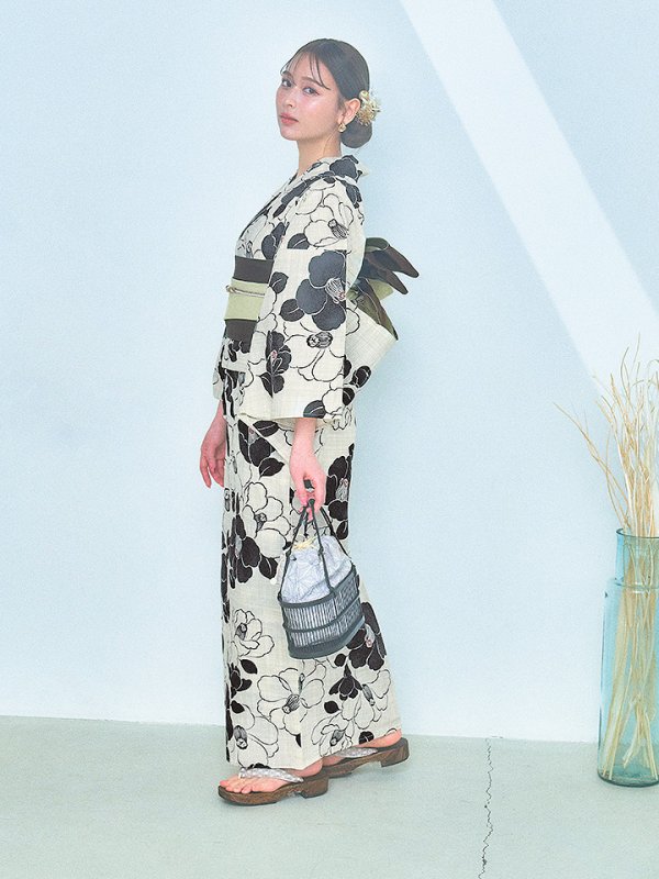 画像15: 【即日発送】【浴衣】モノトーン大正モダン浴衣  【浴衣３点セット 浴衣/帯/下駄】[YMT]