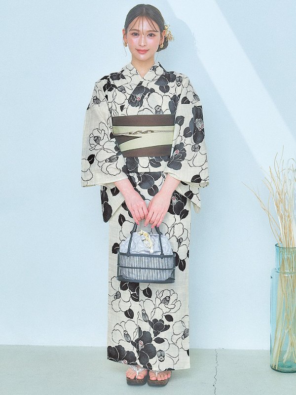 画像4: 【即日発送】【浴衣】モノトーン大正モダン浴衣  【浴衣３点セット 浴衣/帯/下駄】[YMT]