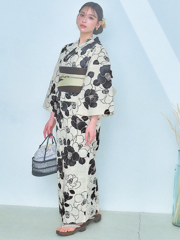 画像5: 【即日発送】【浴衣】モノトーン大正モダン浴衣  【浴衣３点セット 浴衣/帯/下駄】[YMT]