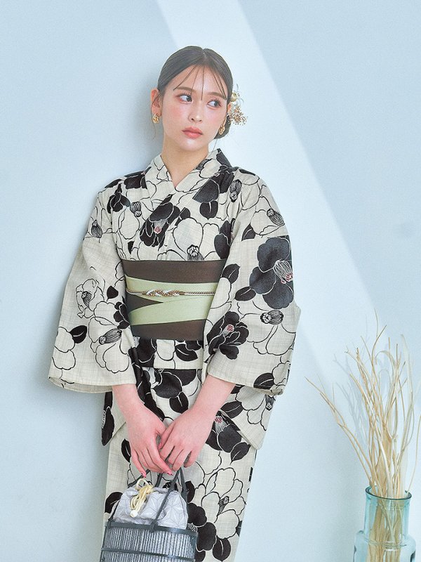 画像6: 【即日発送】【浴衣】モノトーン大正モダン浴衣  【浴衣３点セット 浴衣/帯/下駄】[YMT]