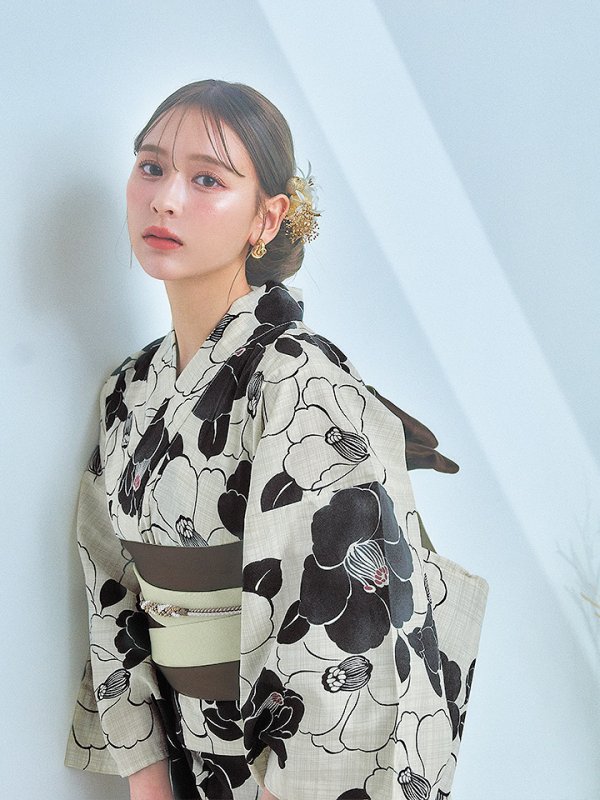 画像7: 【即日発送】【浴衣】モノトーン大正モダン浴衣  【浴衣３点セット 浴衣/帯/下駄】[YMT]