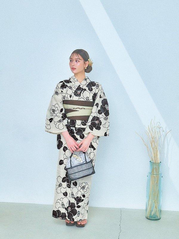 画像8: 【即日発送】【浴衣】モノトーン大正モダン浴衣  【浴衣３点セット 浴衣/帯/下駄】[YMT]