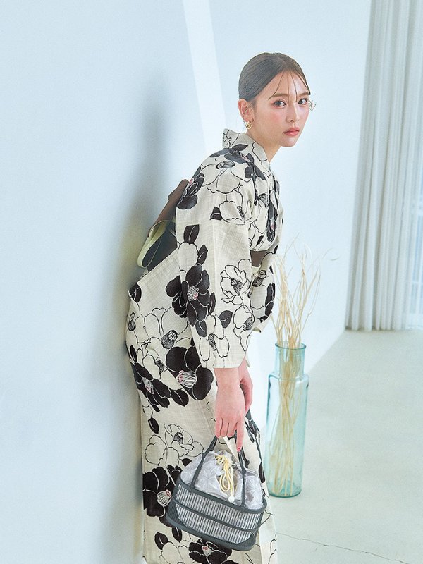 画像9: 【即日発送】【浴衣】モノトーン大正モダン浴衣  【浴衣３点セット 浴衣/帯/下駄】[YMT]