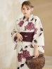 画像12: 【即日発送】パープルレッドダリア柄浴衣  【浴衣３点セット 浴衣/帯/下駄】[YMT]