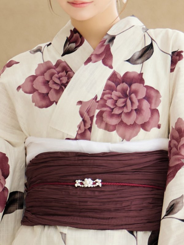 画像15: 【即日発送】パープルレッドダリア柄浴衣  【浴衣３点セット 浴衣/帯/下駄】[YMT]