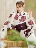 【即日発送】パープルレッドダリア柄浴衣  【浴衣３点セット 浴衣/帯/下駄】OBI-siwa-202-ok-16-WR / HIMO-902-kj-5-RosePK / HEKO-800-sb-5-W / YA-1024-wk-BE / GETA-02-ok-8-RoseP[YMT]