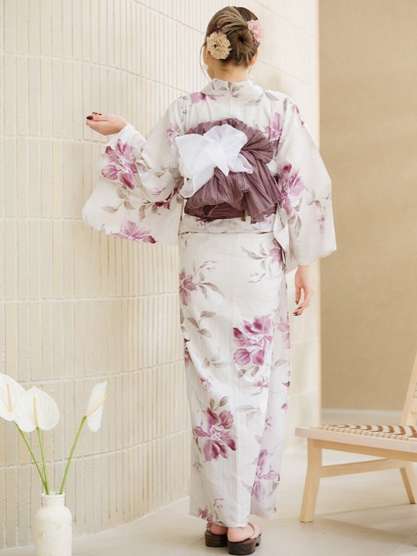 画像14: 【即日発送】パープルピンクフラワー浴衣  【浴衣３点セット 浴衣/帯/下駄】[YMT]