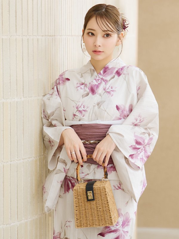 画像5: 【即日発送】パープルピンクフラワー浴衣  【浴衣３点セット 浴衣/帯/下駄】[YMT]