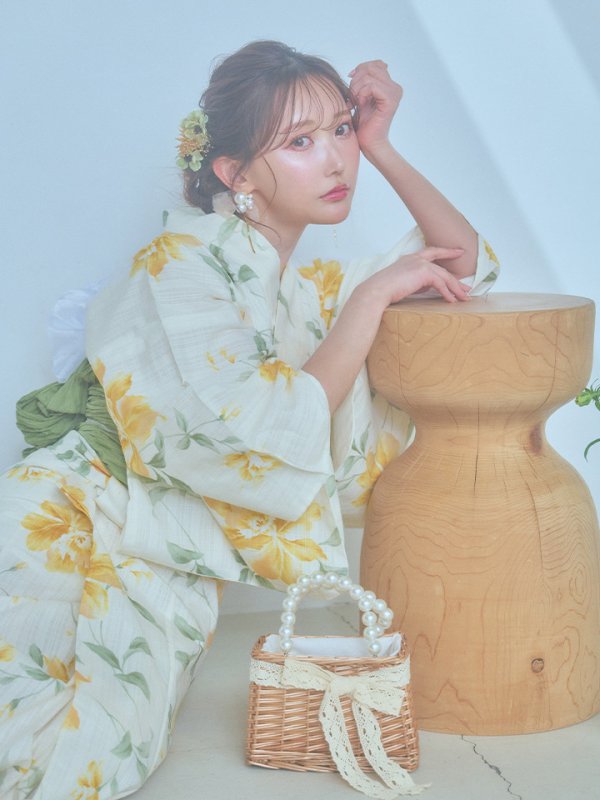 画像10: 【即日発送！】レモンフラワー浴衣  【浴衣３点セット 浴衣/帯/下駄】[YMT]