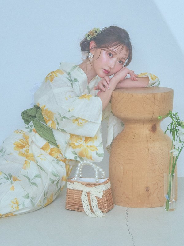 画像11: 【即日発送！】レモンフラワー浴衣  【浴衣３点セット 浴衣/帯/下駄】[YMT]