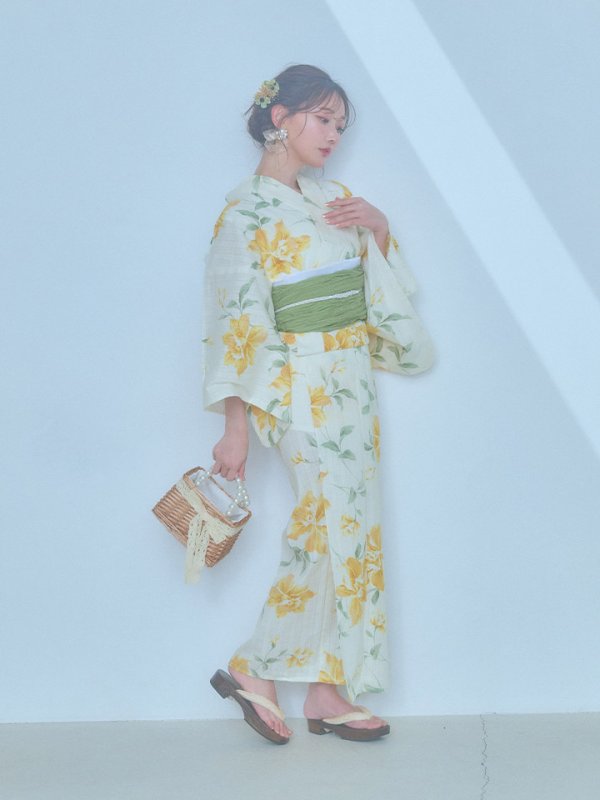 画像12: 【即日発送！】レモンフラワー浴衣  【浴衣３点セット 浴衣/帯/下駄】[YMT]