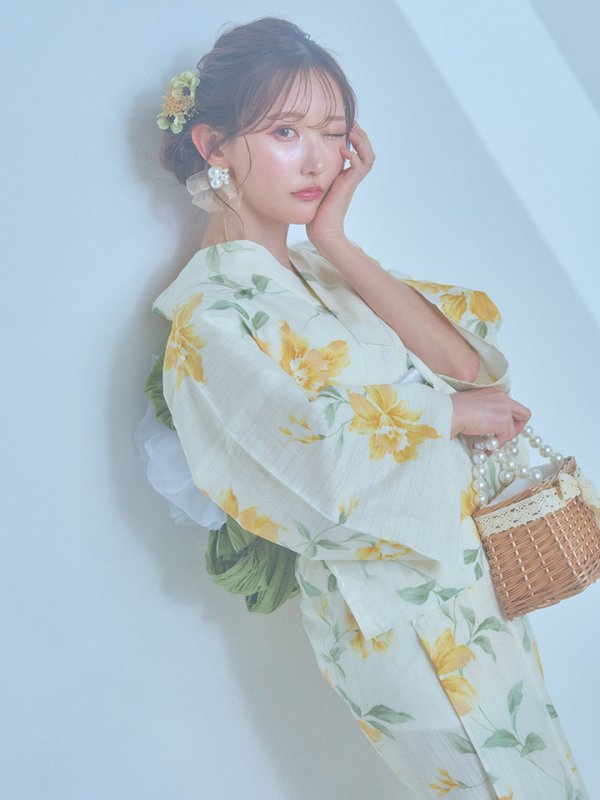 画像16: 【即日発送！】レモンフラワー浴衣  【浴衣３点セット 浴衣/帯/下駄】[YMT]
