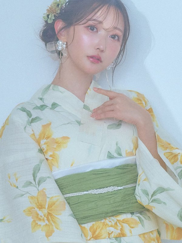 画像18: 【即日発送！】レモンフラワー浴衣  【浴衣３点セット 浴衣/帯/下駄】[YMT]