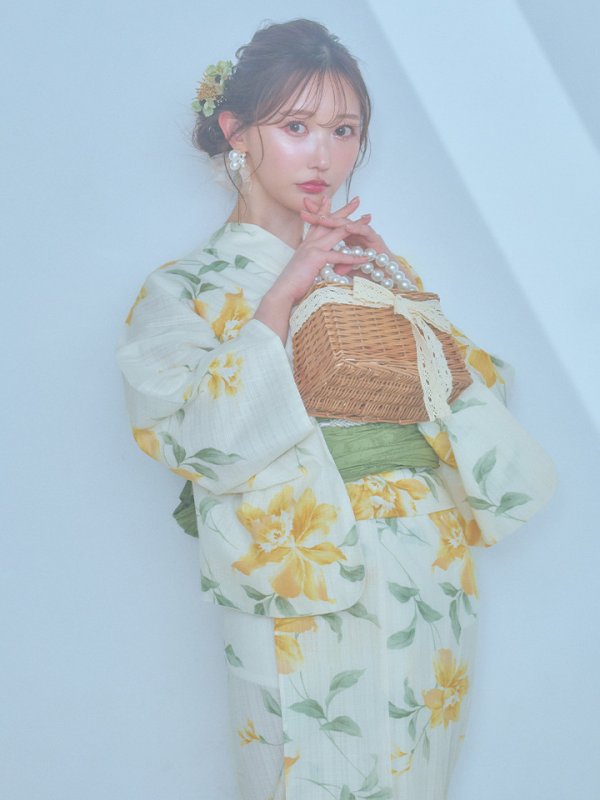 画像6: 【即日発送！】レモンフラワー浴衣  【浴衣３点セット 浴衣/帯/下駄】[YMT]