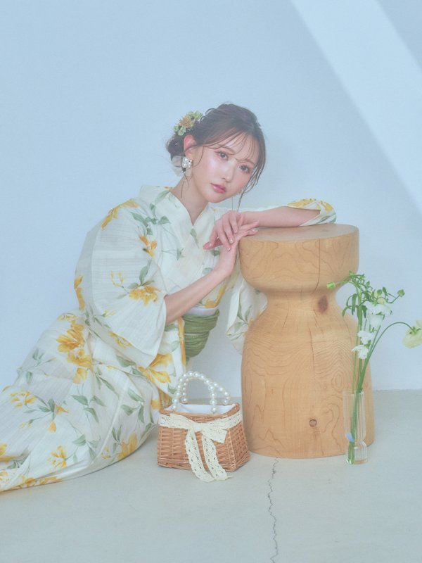 画像7: 【即日発送！】レモンフラワー浴衣  【浴衣３点セット 浴衣/帯/下駄】[YMT]