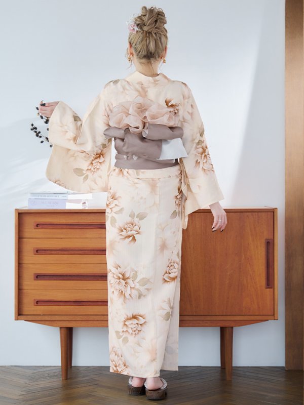 画像12: 【即日発送】リッチベージュダリア浴衣  【浴衣３点セット 浴衣/帯/下駄】[YMT]