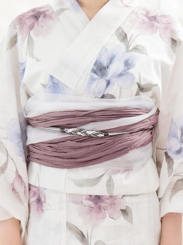 画像19: 【即日発送】ホワイト×アイシーフラワー浴衣  【浴衣３点セット 浴衣/帯/下駄】[YMT]