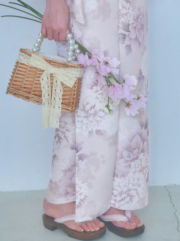 画像16: 【即日発送】くすみカラー×パープルダリア浴衣  【浴衣３点セット 浴衣/帯/下駄】[YMT]