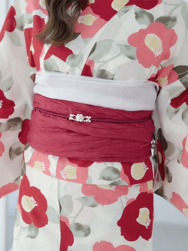 画像17: 【即日発送】古典レトロ椿浴衣  【浴衣３点セット 浴衣/帯/下駄】[YMT]