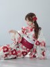 画像2: 古典レトロ椿浴衣  【浴衣３点セット 浴衣/帯/下駄】OBI-siwa-201-wk-3-WR / HIMO-902-kj-5-RosePK / HEKO-800-sb-5-W / YA-1027-wk-R / GETA-02-ok-8-RoseP[YMT] (2)