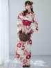 画像4: 古典レトロ椿浴衣  【浴衣３点セット 浴衣/帯/下駄】OBI-siwa-201-wk-3-WR / HIMO-902-kj-5-RosePK / HEKO-800-sb-5-W / YA-1027-wk-R / GETA-02-ok-8-RoseP[YMT]