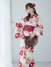 画像8: 古典レトロ椿浴衣  【浴衣３点セット 浴衣/帯/下駄】OBI-siwa-201-wk-3-WR / HIMO-902-kj-5-RosePK / HEKO-800-sb-5-W / YA-1027-wk-R / GETA-02-ok-8-RoseP[YMT]