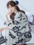 【予約 / 5月中旬発送予定】古典ロマン牡丹浴衣 OBI-siwa-201-wk-1-LV / HIMO-900-yn-5-IV / HEKO-800-sb-5-W / YA-948-kj-NV / GETA-01-kj-2-BL[YMT]