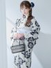 画像2: 古典ロマン牡丹浴衣  【浴衣３点セット 浴衣/帯/下駄】OBI-siwa-201-wk-1-LV / HIMO-900-yn-5-IV / HEKO-800-sb-5-W / YA-948-kj-NV / GETA-01-kj-2-BL[YMT] (2)