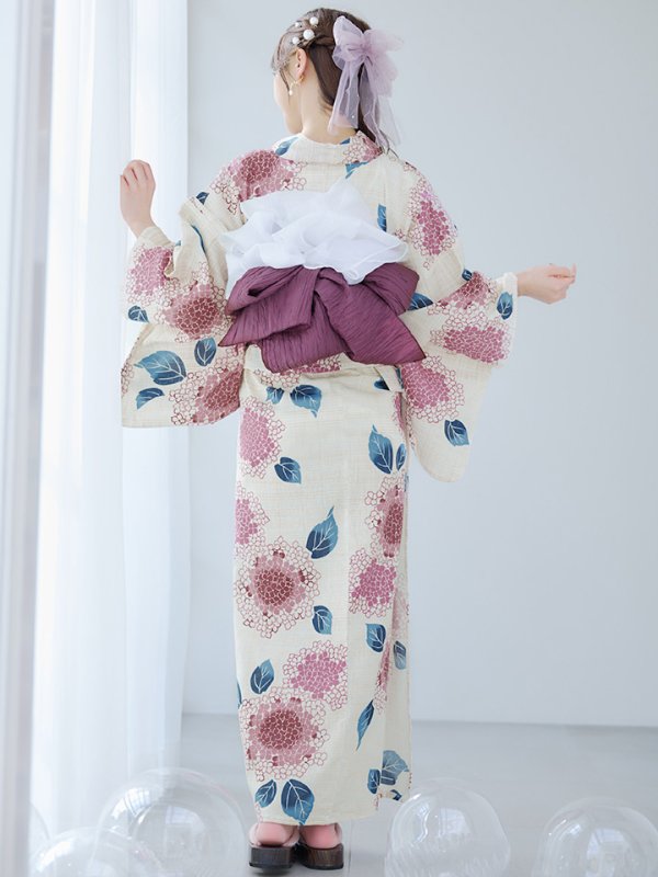 画像13: 【即日発送】はいからピンクの紫陽花浴衣  【浴衣３点セット 浴衣/帯/下駄】[YMT]