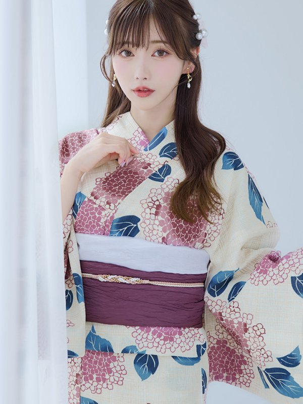 画像14: 【即日発送】はいからピンクの紫陽花浴衣  【浴衣３点セット 浴衣/帯/下駄】[YMT]