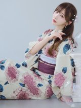 【即日発送】はいからピンクの紫陽花浴衣  【浴衣３点セット 浴衣/帯/下駄】OBI-siwa-201-wk-4-PL / HIMO-900-yn-8-P / HEKO-800-sb-5-W / YA-954-kj-P / YA-1017-am-W / GETA-01-kj-7-P [YMT]