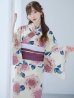 画像2: 【即日発送】はいからピンクの紫陽花浴衣  【浴衣３点セット 浴衣/帯/下駄】OBI-siwa-201-wk-4-PL / HIMO-900-yn-8-P / HEKO-800-sb-5-W / YA-954-kj-P / YA-1017-am-W / GETA-01-kj-7-P [YMT] (2)