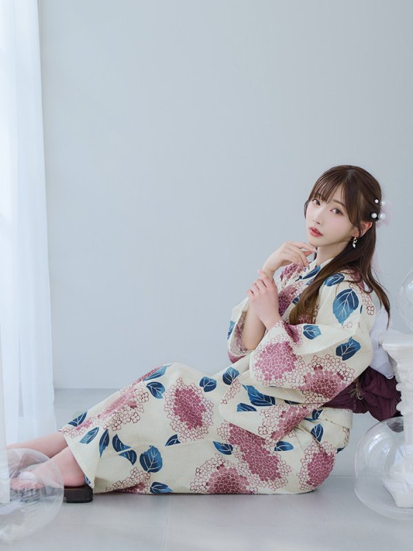 画像8: 【即日発送】はいからピンクの紫陽花浴衣  【浴衣３点セット 浴衣/帯/下駄】[YMT]