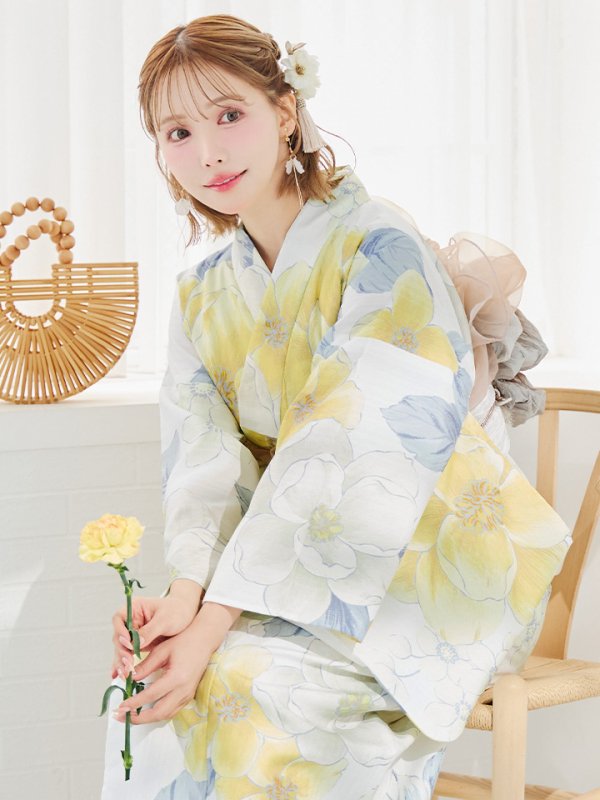 画像33: ヘルシー油彩牡丹浴衣  【浴衣３点セット 浴衣/帯/下駄】[YMT]