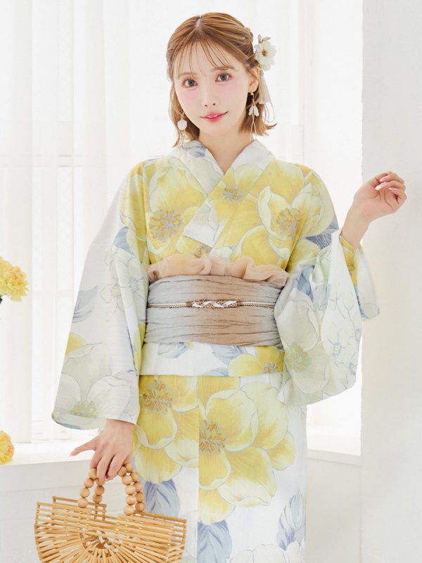 画像34: ヘルシー油彩牡丹浴衣  【浴衣３点セット 浴衣/帯/下駄】[YMT]