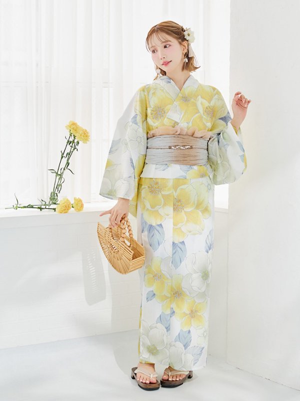 画像35: ヘルシー油彩牡丹浴衣  【浴衣３点セット 浴衣/帯/下駄】[YMT]