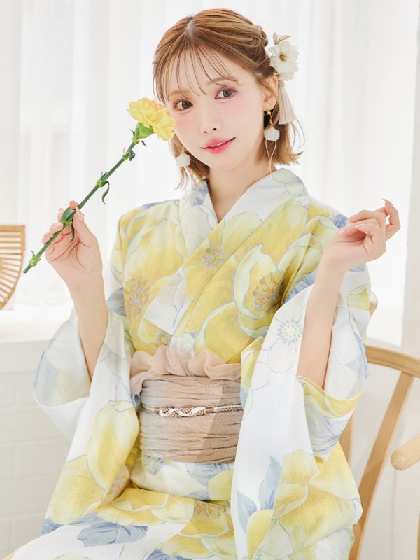 画像37: ヘルシー油彩牡丹浴衣  【浴衣３点セット 浴衣/帯/下駄】[YMT]