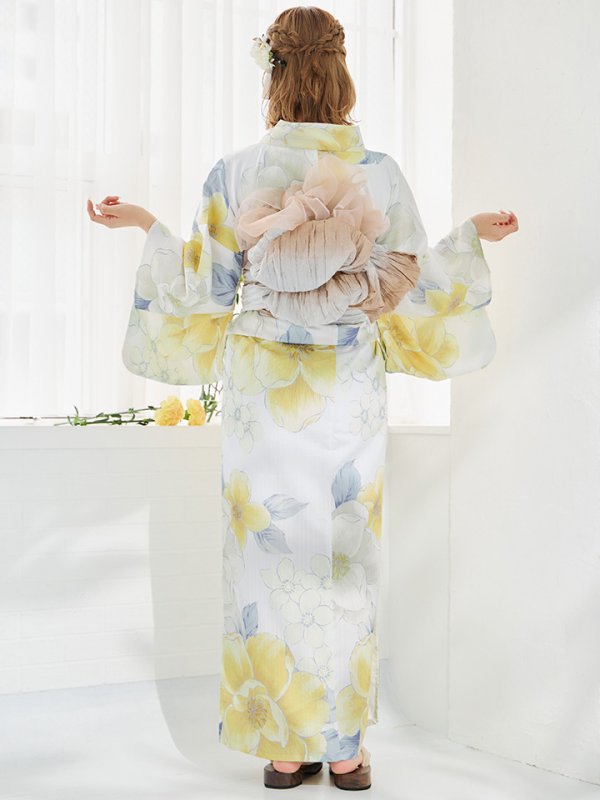 画像38: ヘルシー油彩牡丹浴衣  【浴衣３点セット 浴衣/帯/下駄】[YMT]