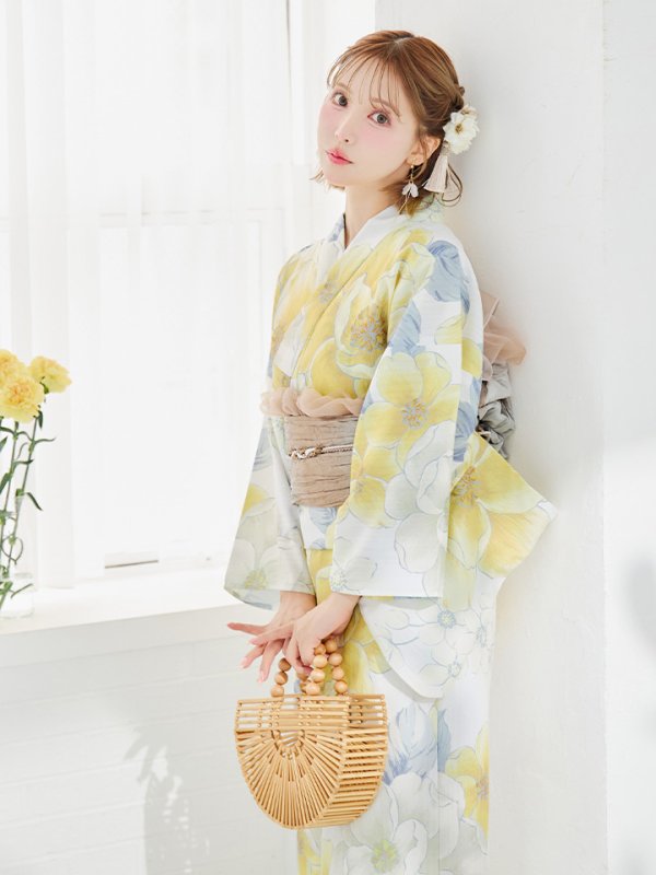 画像26: ヘルシー油彩牡丹浴衣  【浴衣３点セット 浴衣/帯/下駄】[YMT]