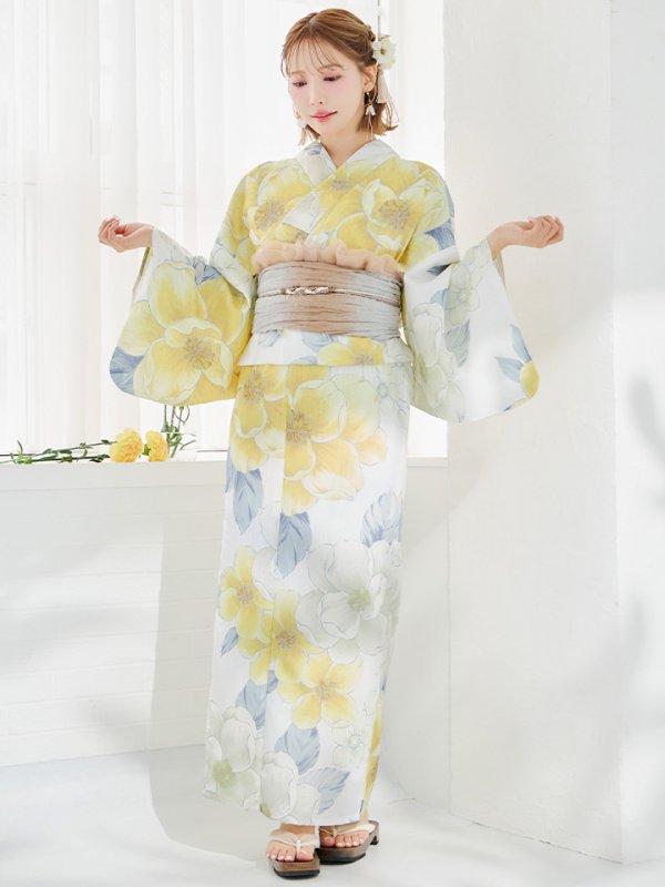 画像27: ヘルシー油彩牡丹浴衣  【浴衣３点セット 浴衣/帯/下駄】[YMT]