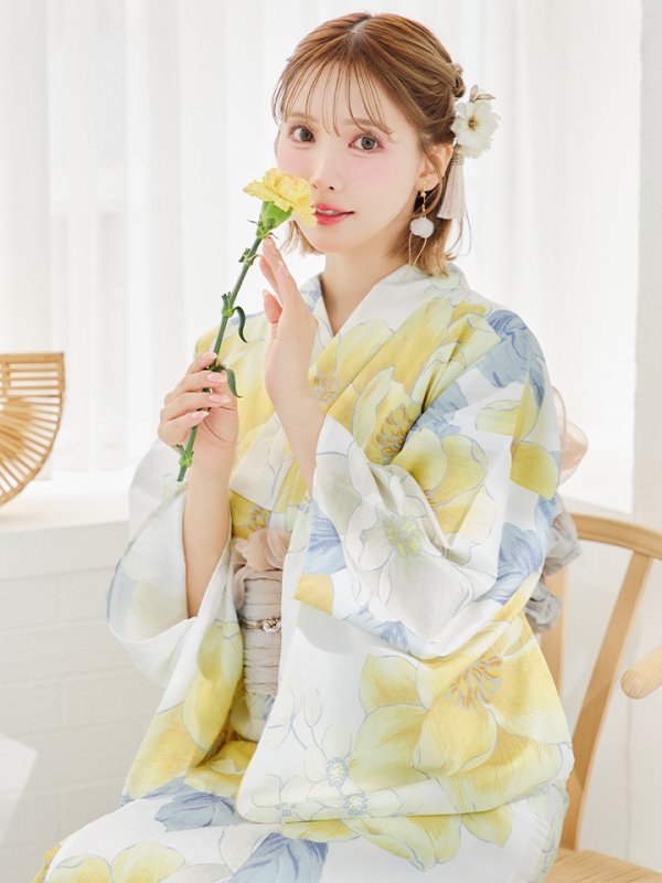 画像28: ヘルシー油彩牡丹浴衣  【浴衣３点セット 浴衣/帯/下駄】[YMT]