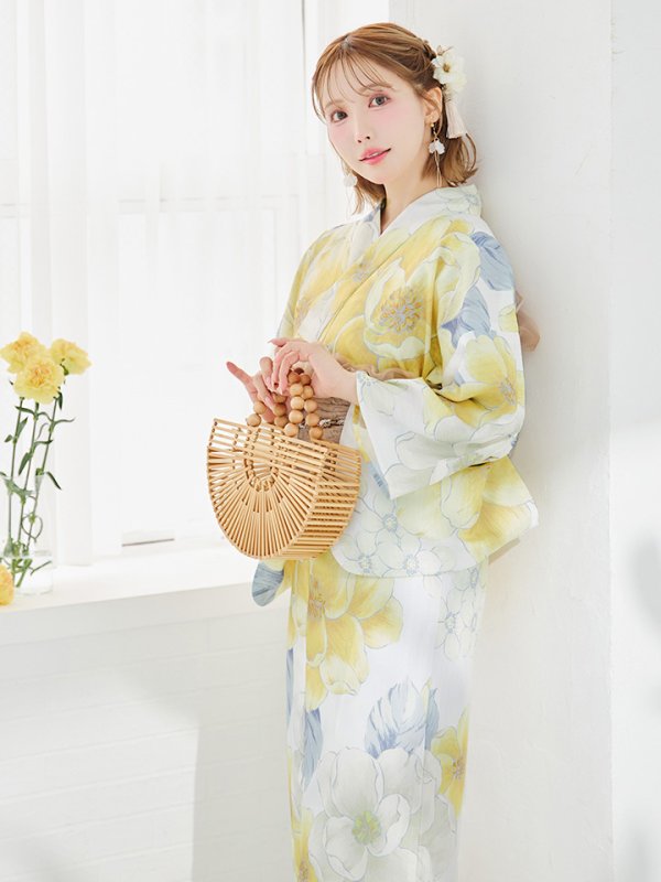 画像30: ヘルシー油彩牡丹浴衣  【浴衣３点セット 浴衣/帯/下駄】[YMT]